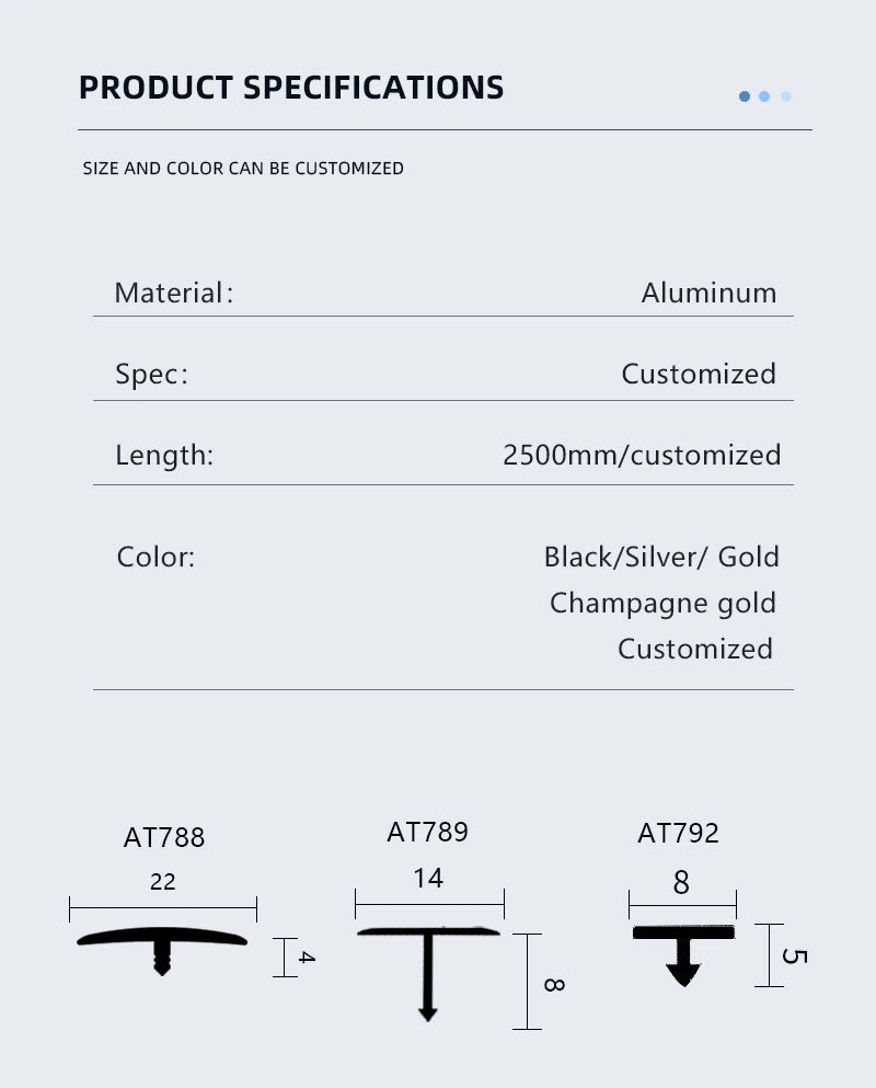 2 aluminium t profile edge binding