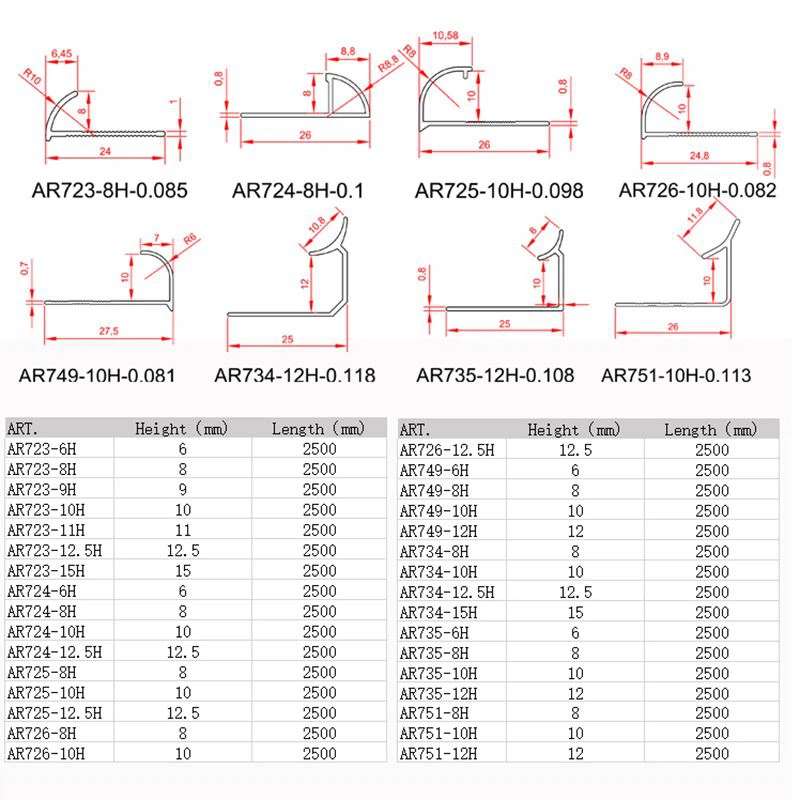 5 aluminum tile trim size