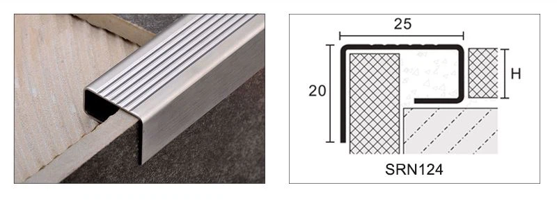 stainless stair nosing for tiled steps