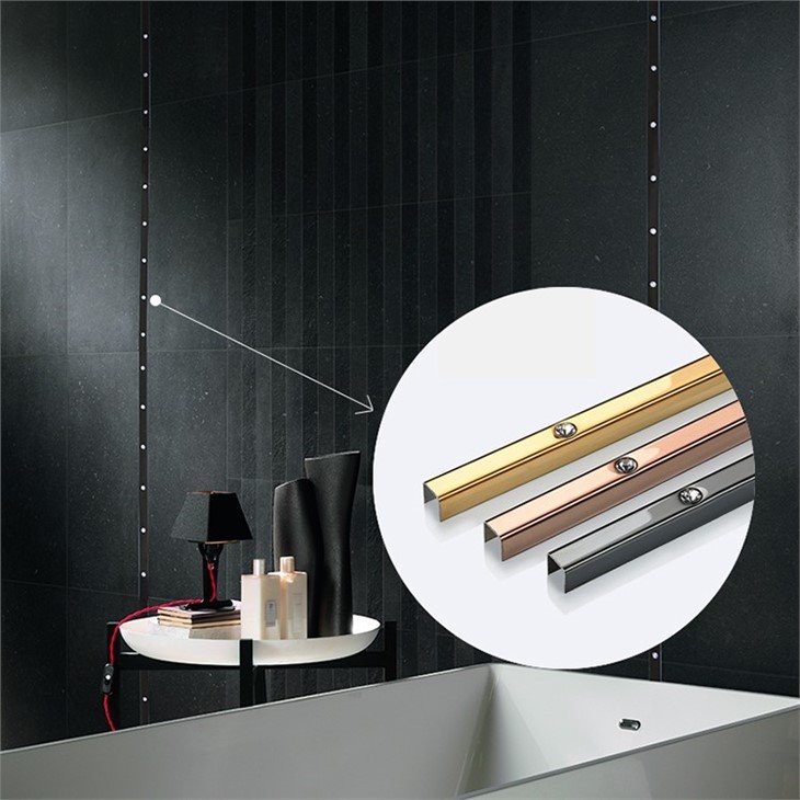 U shaped tile trim in bathroom