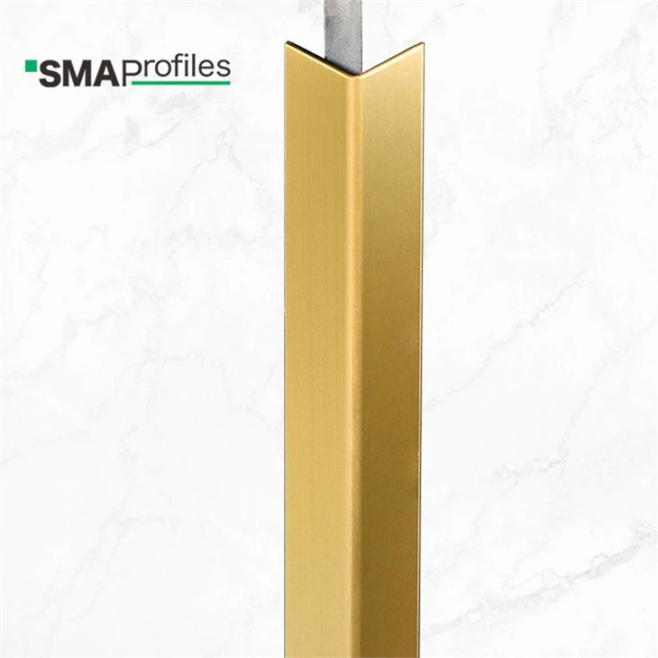Square Edge Brushed Brass Tile Trim