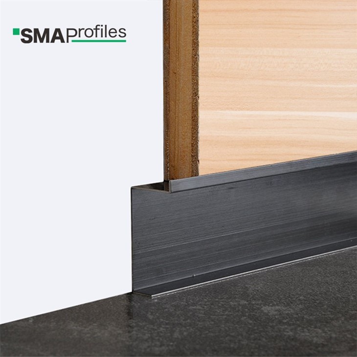 Stainless Steel Door Stopper For Skirting Boards - Black Rubber Floor - View #8